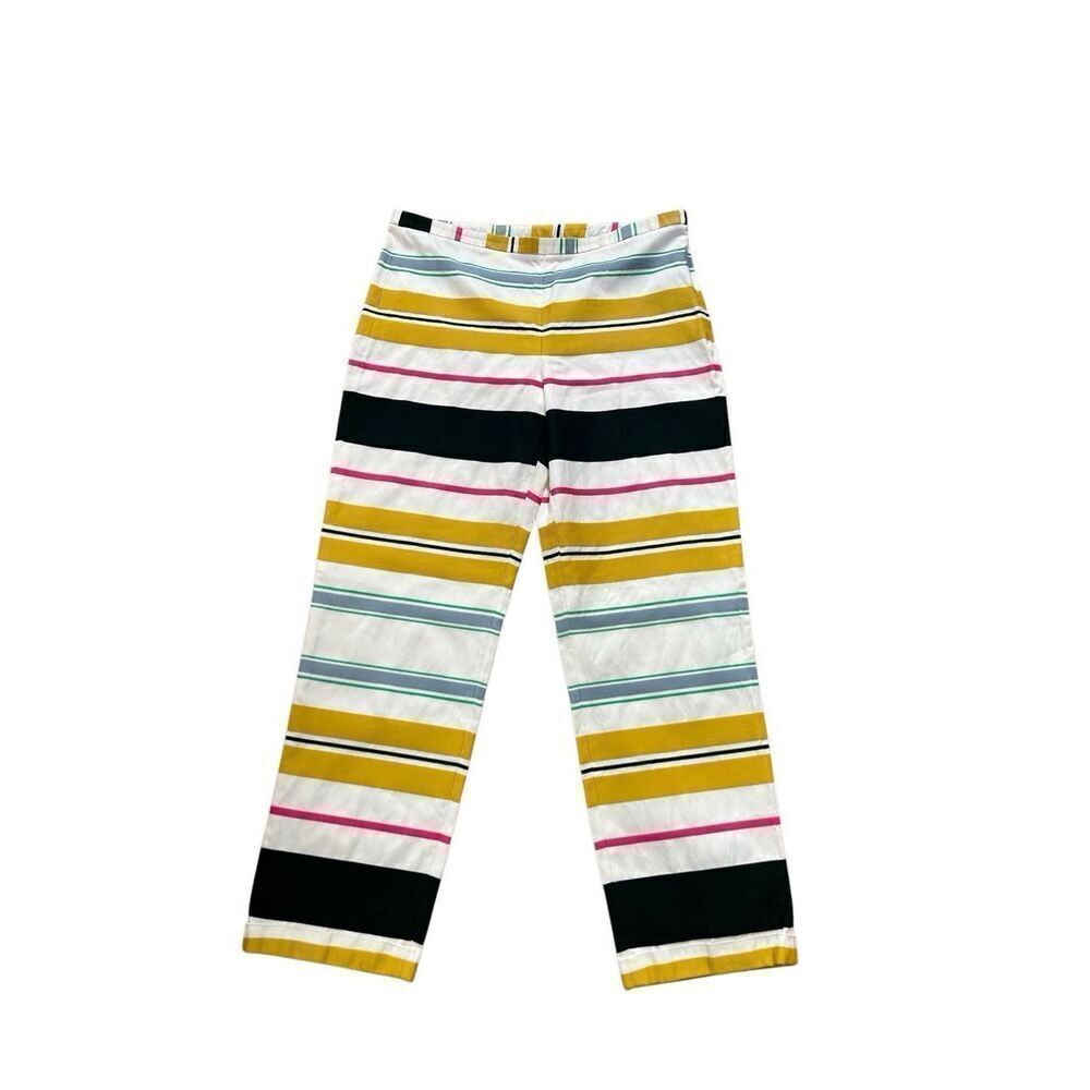 Antonio Marras Straight Leg Cuffed Cropped Stripped Cotton Blend Pants Size 42